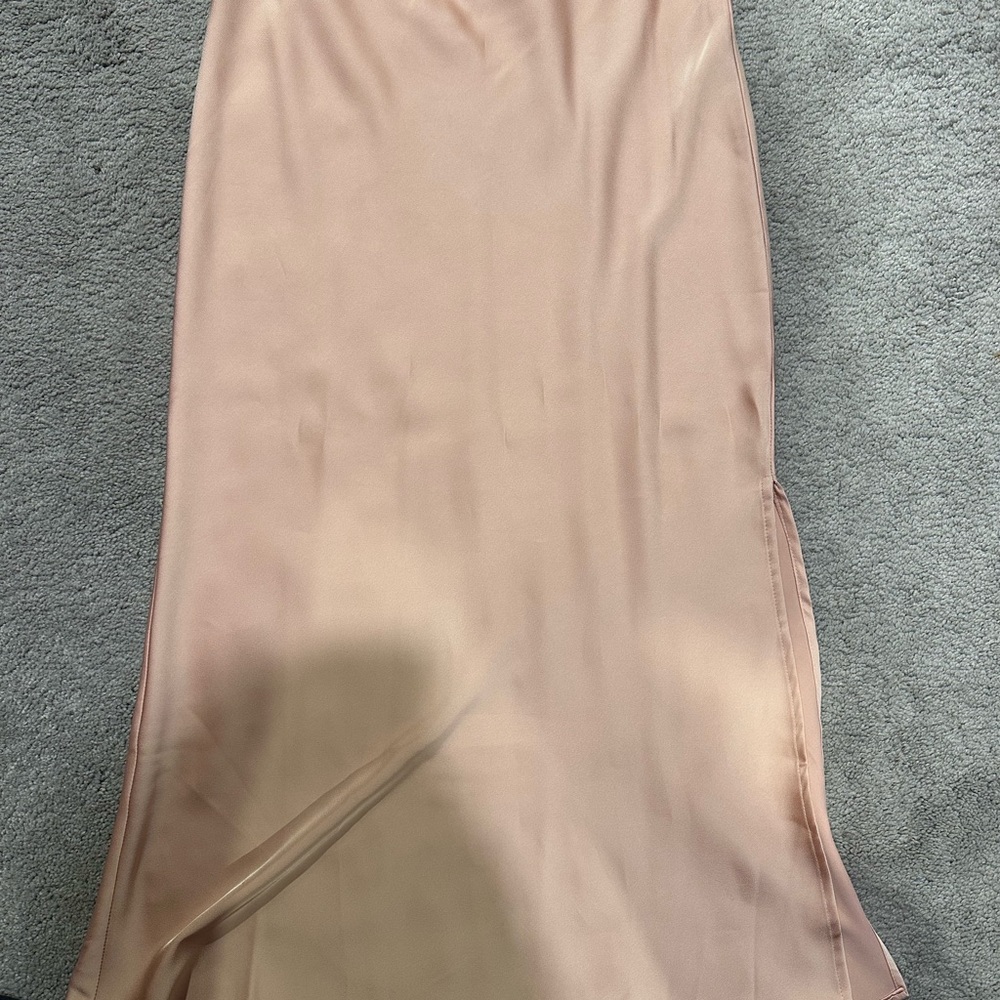 Elegant Satin Midi Skirt in Blush